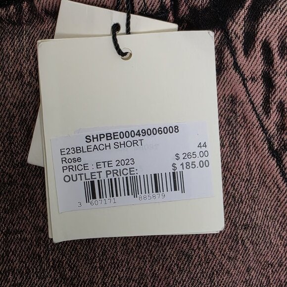 Sandro Shorts Men's 44 Denim Button Fly Distressed Bleach In Rose Bermuda New - Picture 8 of 9